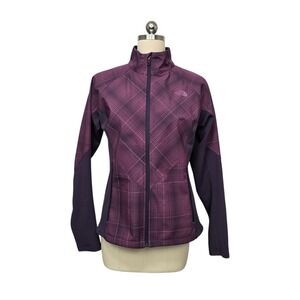 The North Face Womens Medium Plaid Lightweight Soft Shell Jacket Full Zip Purple
